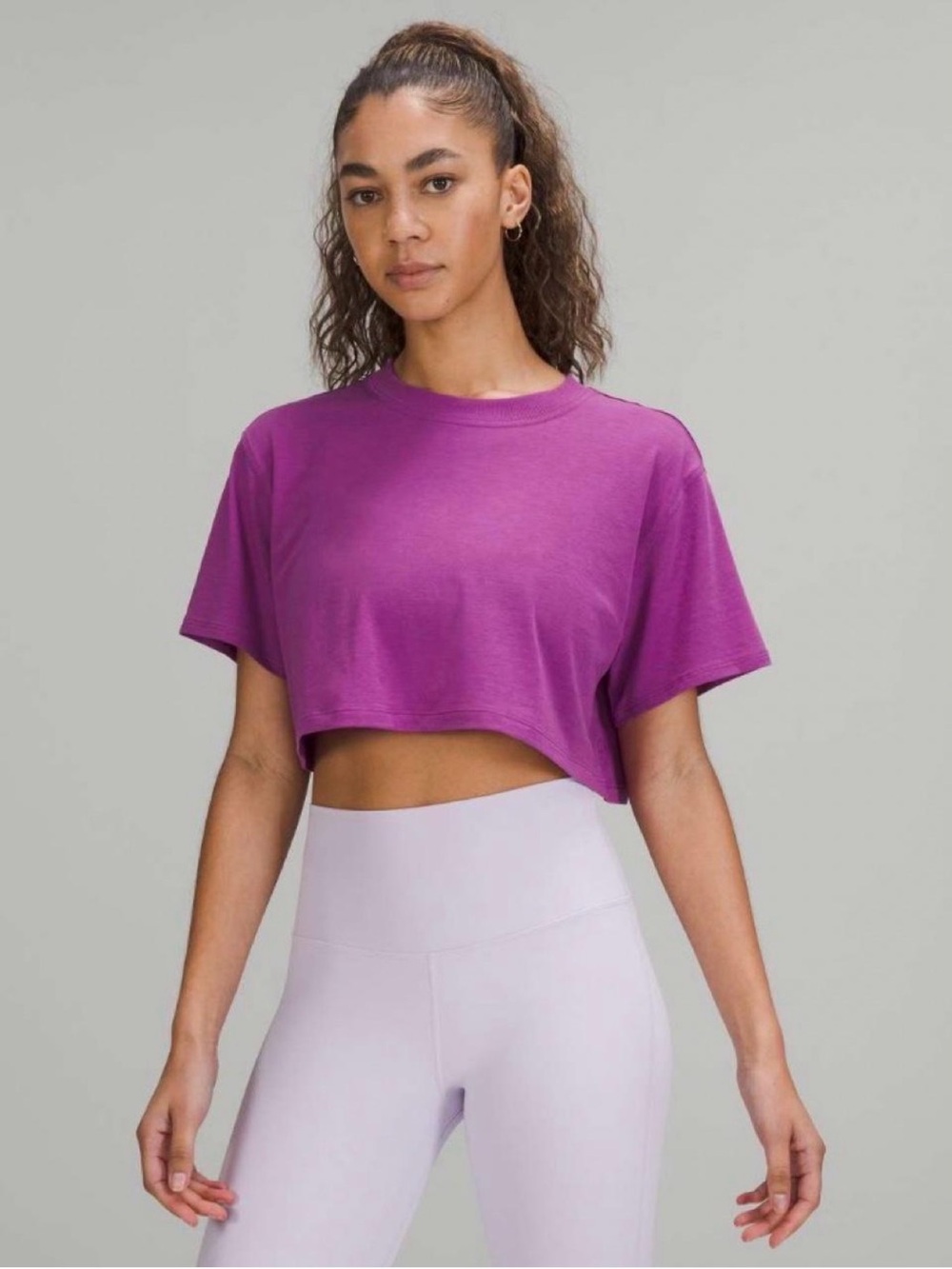 lululemon athletica Cropped Tee in Bright Purple